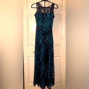 *** SOLD *** Sally USA Teal and Black lace gown